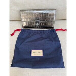 Aspinal of London Mayfair Clutch (Original Style) - Anthracite Embossed Croc
